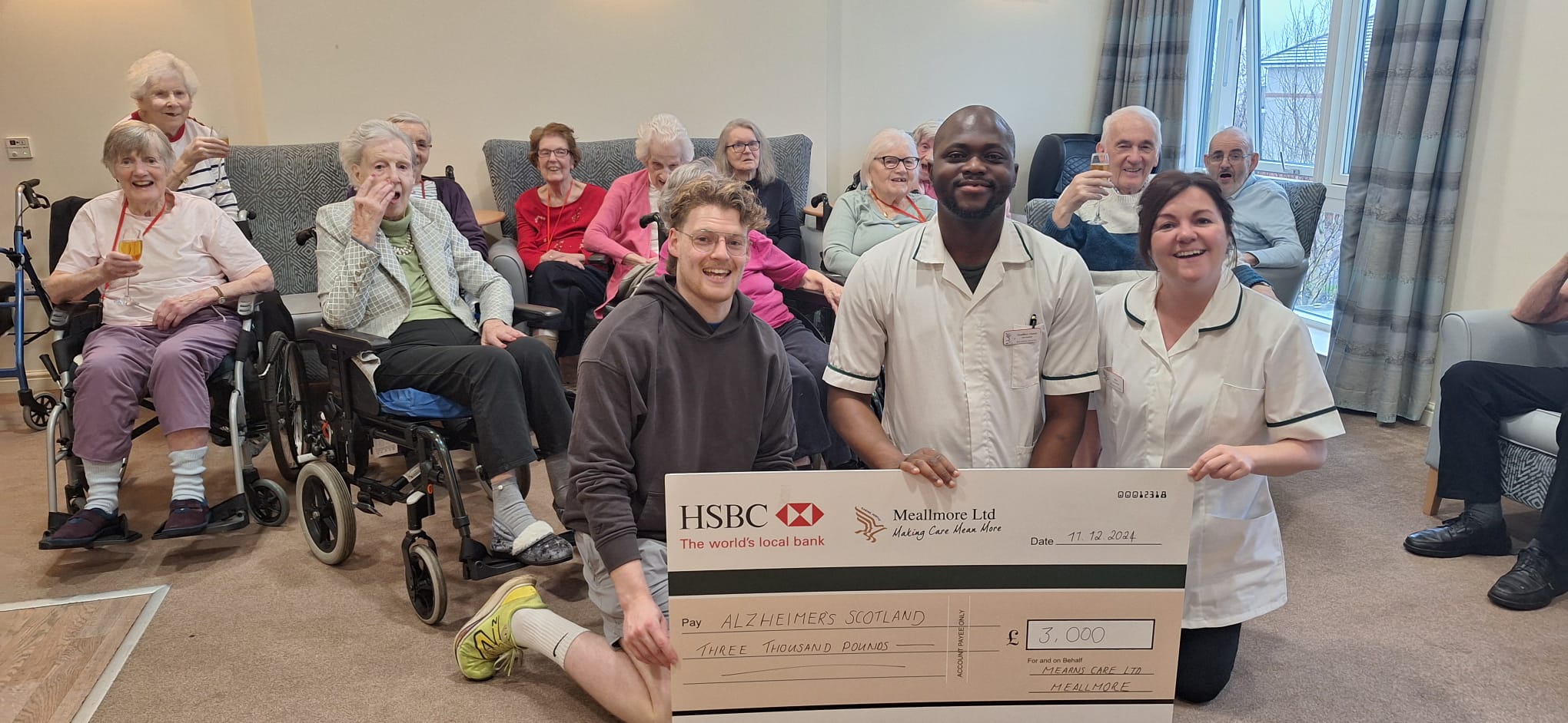 Mearns House Care Home in Newton Mearns - Cheque Presentation for Alzheimer Scotland