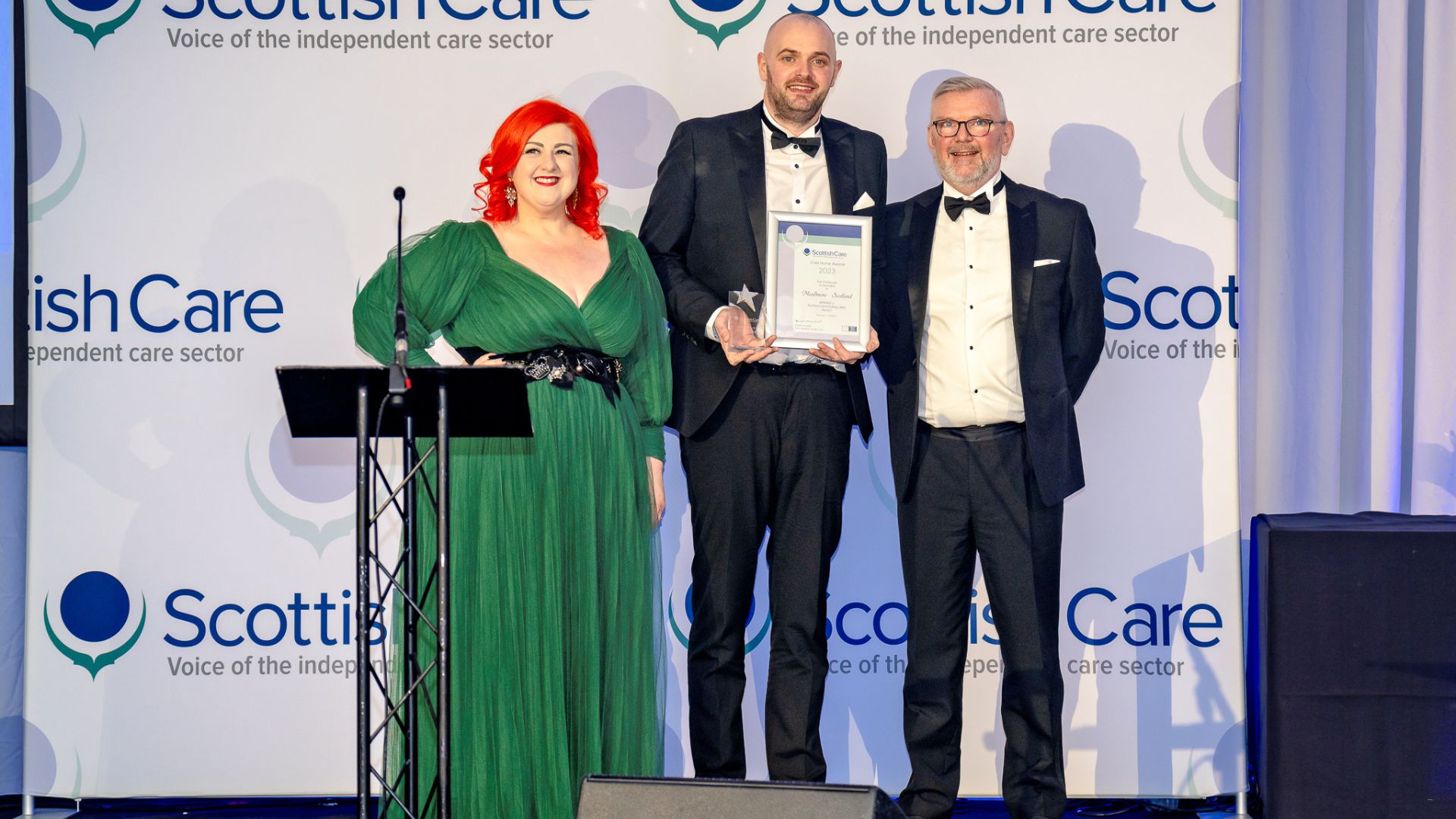 Meallmore colleagues on stage at the Scottish Care Awards